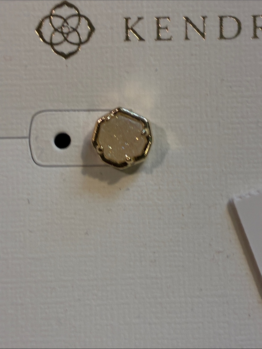 Kendra Scott Gold Stud Earrings with Cream Stone - Picture 2 of 2
